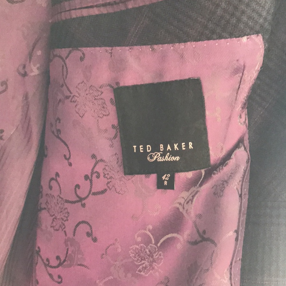 Ted Baker men’s plaid blazer with velvet details, size 42r